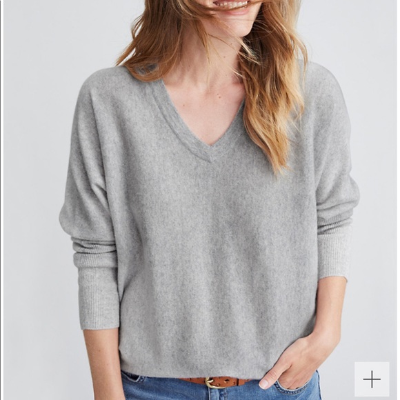 Garnet Hill Grey Cashmere Sweater 